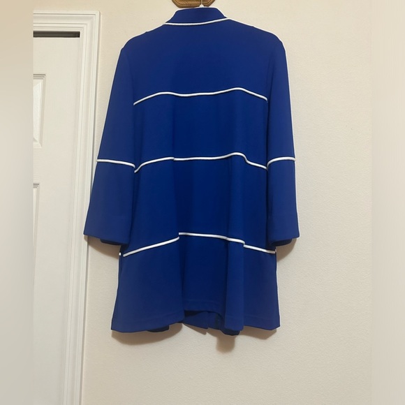 Sara Campbell Royal Blue Button Up Knit Blazer Size Medium Nautical Mid-length - Picture 5 of 10